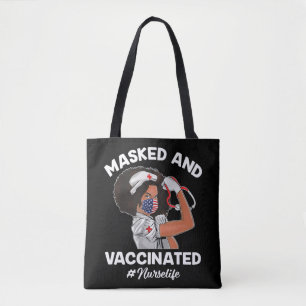 Gemaskerde en gevaccineerde zwarte zuster-Afrikaan Tote Bag