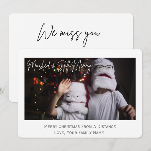 Gemaskerde en nog steeds Merry Photo Holiday Card Feestdagenkaart (Voorkant / Achterkant)
