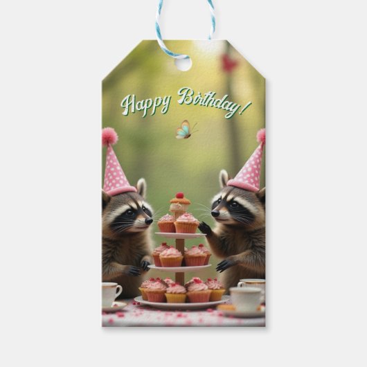 Gemaskerde en vrolijke verjaardag! cadeaulabel (Voorkant)