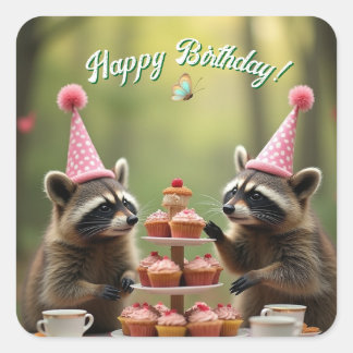 Gemaskerde en vrolijke verjaardag! vierkante sticker