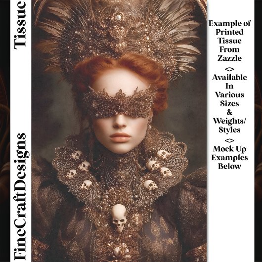 Gemaskerde Gotische Maskerade Vrouw DU1 Decoupage Tissuepapier