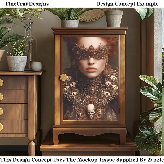 Gemaskerde Gotische Masquerade Vrouw DU1 Decoupage Tissuepapier