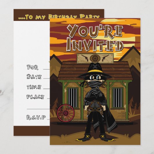 Gemaskerde Gunslinger op uitnodiging van de Jail P (Voorkant / Achterkant)