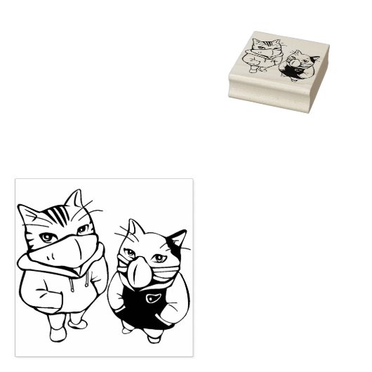 gemaskerde kattenstempel rubberstempel (Gestempeld)