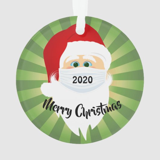 Gemaskerde Kerstman 2020 Groen Starburst Acrylisch Ornament (achterkant)