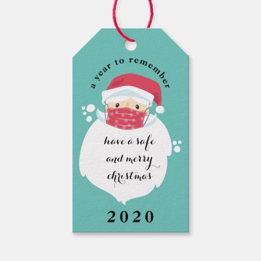 Gemaskerde Kerstman 2020 Kerstmis Cadeaulabel (Voorkant)