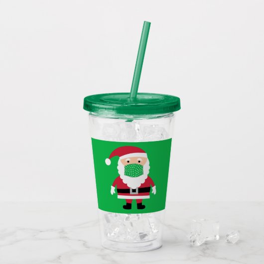 Gemaskerde Kerstman Acryl Drinkbeker (Achterkant ijs)