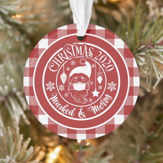 Gemaskerde kerstmis 2020 Vakantieday Humor Foto Ornament (Boom)