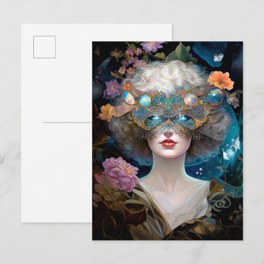 Gemaskerde Lady Fantasy Kunst Briefkaart (Voorkant / Achterkant)