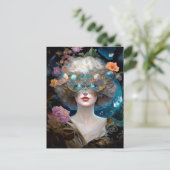 Gemaskerde Lady Fantasy Kunst Briefkaart (Staand voorkant)