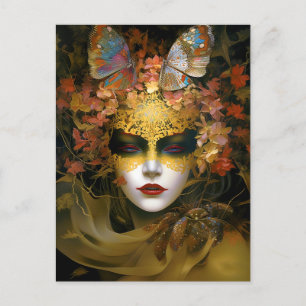 Gemaskerde Lady Fantasy Kunst Briefkaart