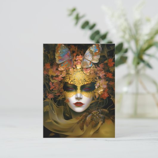 Gemaskerde Lady Fantasy Kunst Briefkaart (Staand voorkant)