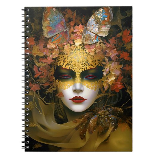 Gemaskerde Lady Fantasy Kunst Notitieboek (Voorkant)