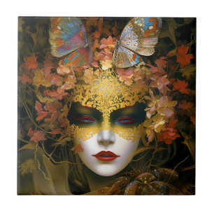 Gemaskerde Lady Fantasy Kunst Tegeltje