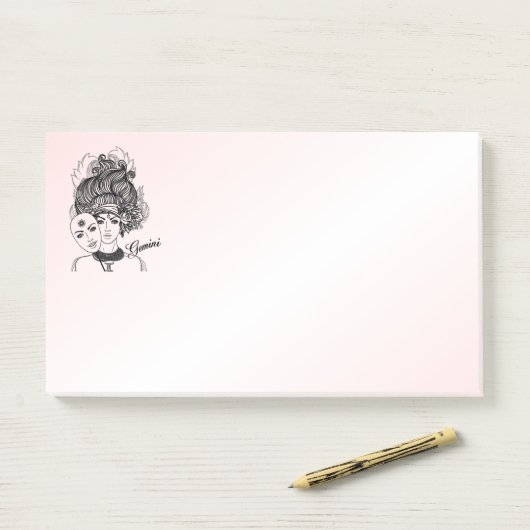 Gemaskerde Lady Gemini Zodiac Symbol en gebaar Post-it® Notes (Op bureau)