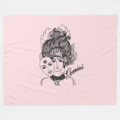 Gemaskerde Lady Gemini Zodiac Symbol en Sign Pink Fleece Deken (Voorkant (Horizontaal))