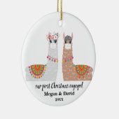 Gemaskerde Llama Eerste Kerstmis Gehuwd of gehuwd Keramisch Ornament (Rechts)