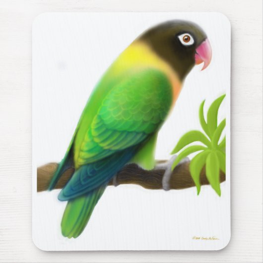 Gemaskerde Lovebird Green Mousepad Muismat (Voorkant)