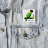 Gemaskerde Lovebird Green Pin Vierkante Button 5,1 Cm (In situ)