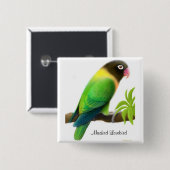 Gemaskerde Lovebird Green Pin Vierkante Button 5,1 Cm (Voorkant /achterkant)