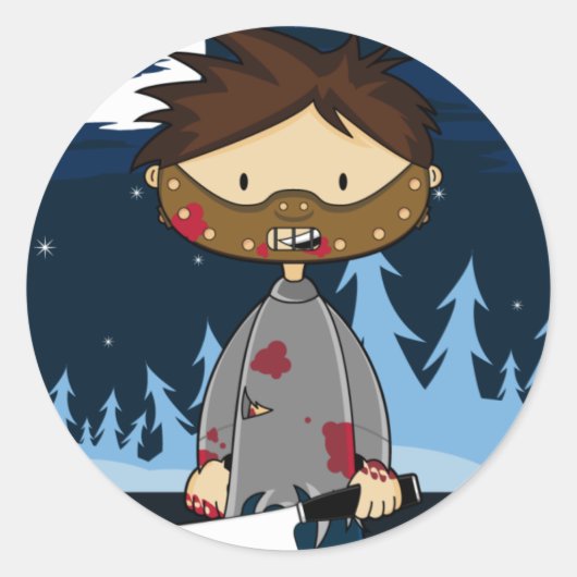 Gemaskerde Maniac Serial Killer met Cleaver Ronde Sticker (Voorkant)
