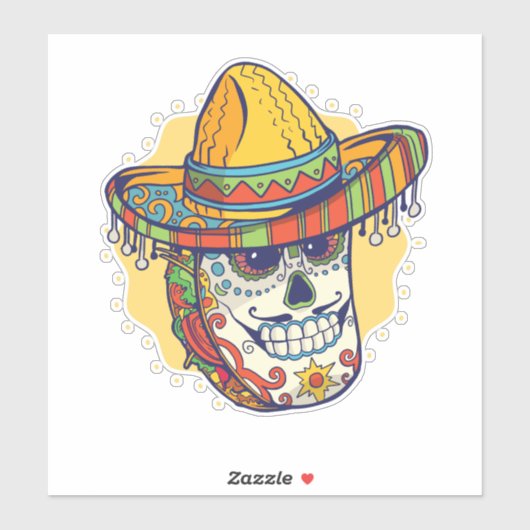 Gemaskerde Mexicaanse Taco Funny Sticker (Vel)