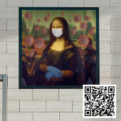 Gemaskerde Mona Lisa Spelen Veilig Rond Coronaviru Poster