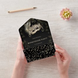 Gemaskerde partij met RSVP-kaarten All In One Uitnodiging