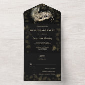 Gemaskerde partij met RSVP-kaarten All In One Uitnodiging (Binnen)