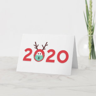 Gemaskerde Rendier 2020 Aangepast Rood Groen Feestdagen Kaart