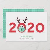 Gemaskerde Rendier 2020 Douane Kerstkaart (Voorkant / Achterkant)