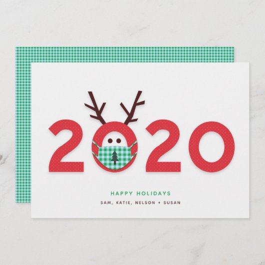 Gemaskerde Rendier 2020 Douane Kerstkaart (Voorkant / Achterkant)