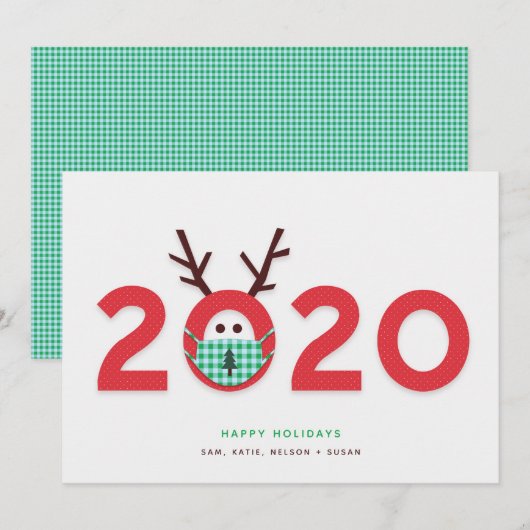 Gemaskerde Rendier 2020 Op Maat Gemaakte Kerstkaar Feestdagenkaart (Voorkant / Achterkant)