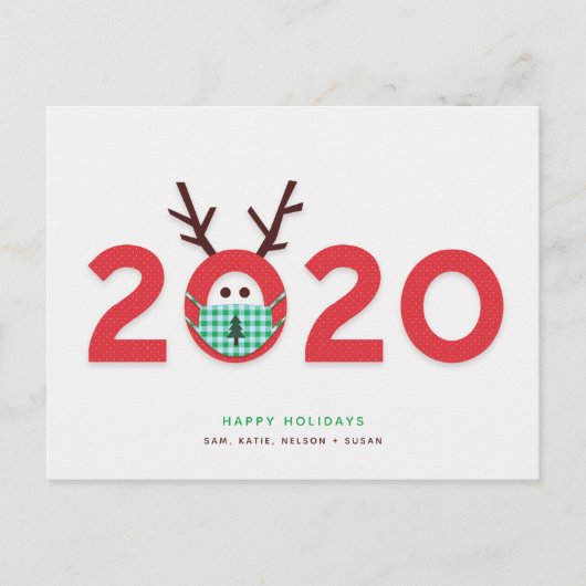 Gemaskerde rendieren 2020 Custom Holiday Briefkaar Feestdagenkaart (Voorkant)