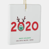 Gemaskerde rendierversiering 2020 Aangepaste rode Keramisch Ornament (Rechts)