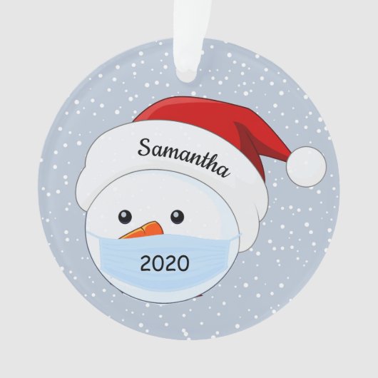 Gemaskerde Snowman met Santa Hat AcrylOrnament Ornament (voorkant)