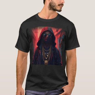 Gemaskerde straatraper met gouden kettingen Urban T-shirt