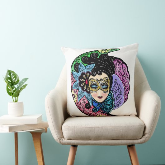 Gemaskerde vrouw kussen (Stoel)