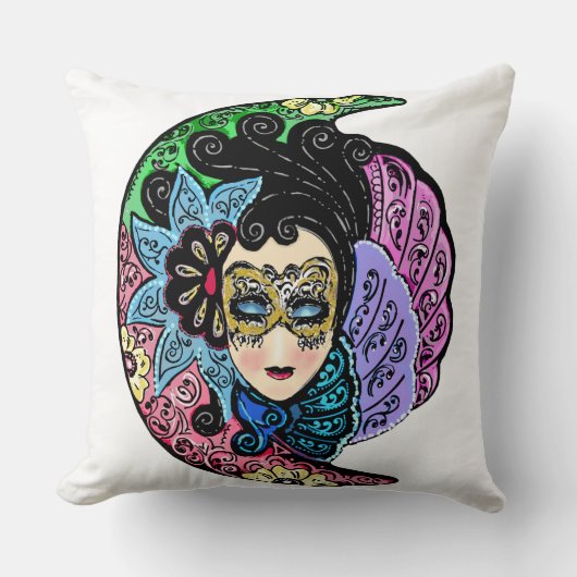Gemaskerde vrouw kussen (Voorkant)