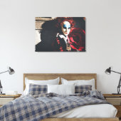 Gemasqueerde vrouw in Venetiaans carnaval Canvas Afdruk (Insitu (Slaapkamer))