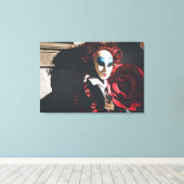 Gemasqueerde vrouw in Venetiaans carnaval Canvas Afdruk (Insitu (Houten vloer))