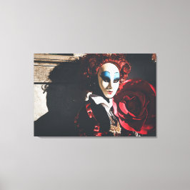 Gemasqueerde vrouw in Venetiaans carnaval Canvas Afdruk