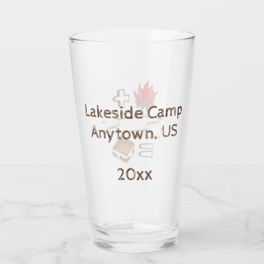 Gemat Marshmallow Campfire S'mores Summer Camp Glas (Achterkant)