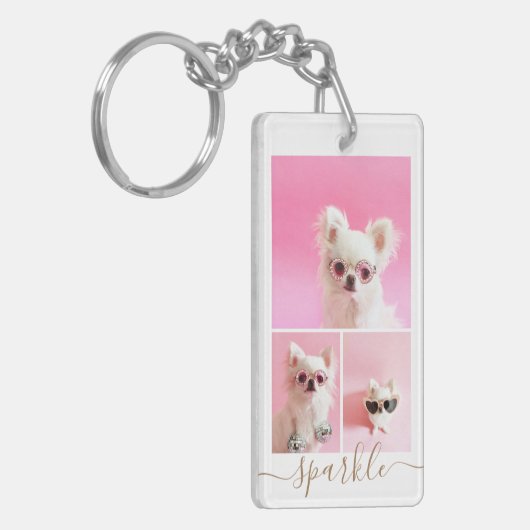 Gematigd Aangepast 4 QR-code voor fotocollage Sleutelhanger (Voorkant Links)