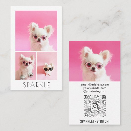 Gematigd Aangepast 4 QR-code voor fotocollage Visitekaartje (Voorkant / Achterkant)