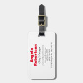 Gematigd eenvoudig, minimalistisch wit bagagelabel (Voorkant verticaal)