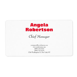 Gematigd eenvoudig, minimalistisch wit etiket