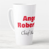 Gematigd eenvoudig, minimalistisch wit toevoegen n latte mok (Linkerhoek)