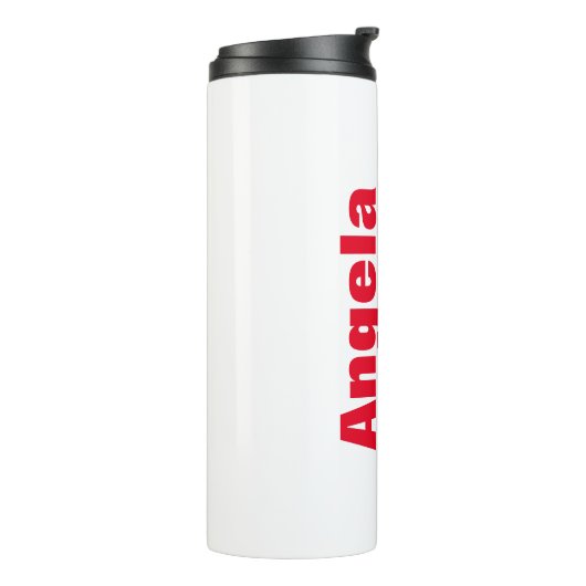 Gematigd eenvoudig, minimalistisch wit toevoegen n thermosbeker (Gedraaid links)