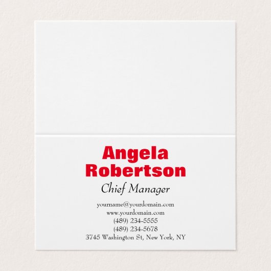 Gematigd eenvoudig, minimalistisch wit visitekaartje (Buitenkant ongevouwen)